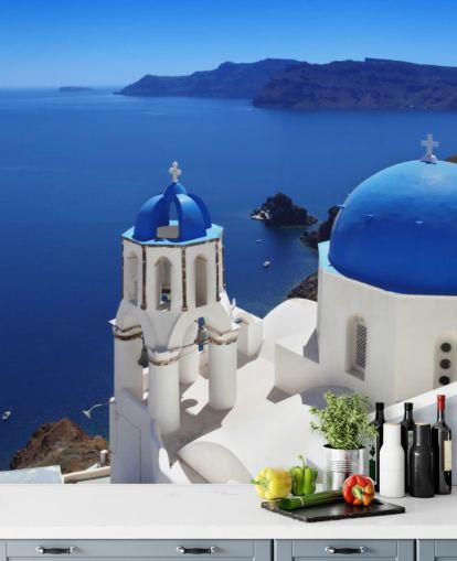 Traditionelle Kirche von Santorin in Oia Wandgemälde