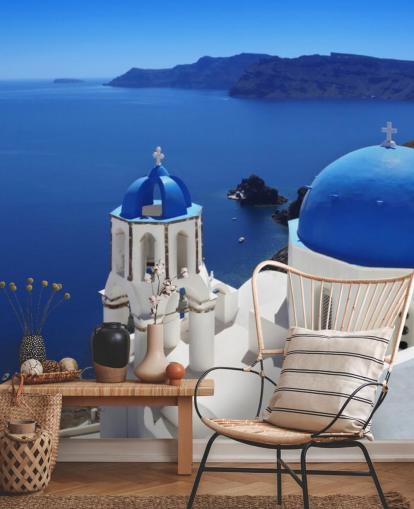 Santorini tradisjonelle kirke i Oia veggmaleri Santorini tradisjonelle kirke i Oia veggmaleri