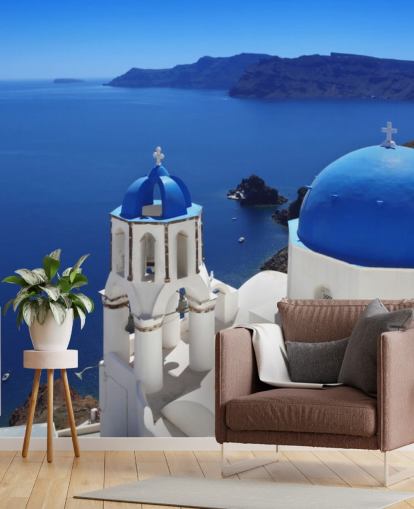 Santorini tradisjonelle kirke i Oia veggmaleri