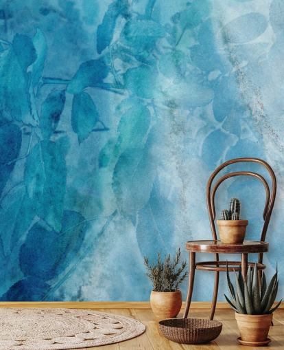Blauw marmeren effect behang Blauw marmeren effect behang