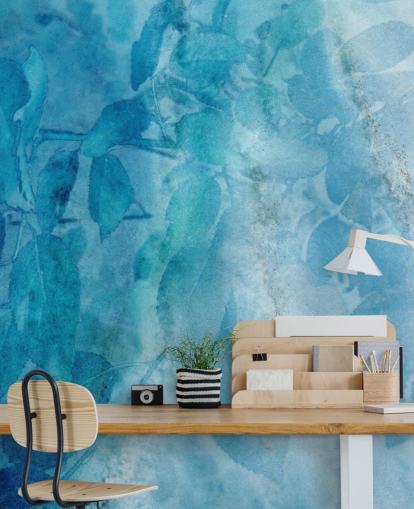 Papel de Parede Efeito Mármore Azul