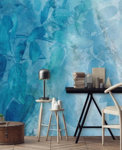 Papel de Parede Efeito Mármore Azul