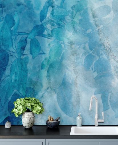 Blauw marmeren effect behang Blauw marmeren effect behang