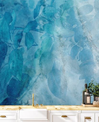 Papel de Parede Efeito Mármore Azul