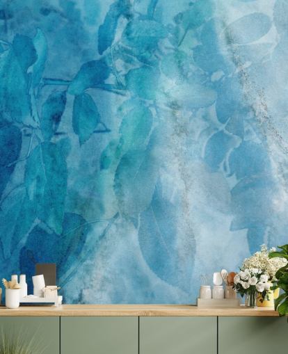 Papel de Parede Efeito Mármore Azul