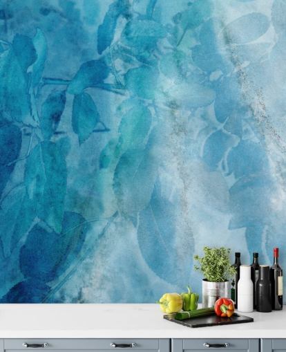 Papel de Parede Efeito Mármore Azul