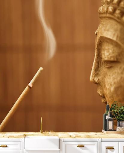 Zen Temple - Smoke Meditation with Buddha Zen Temple Wallpaper 