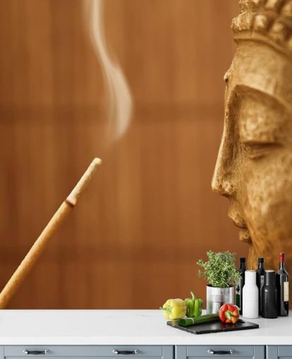 Zen Temple - Smoke Meditation with Buddha Zen Temple Wallpaper 