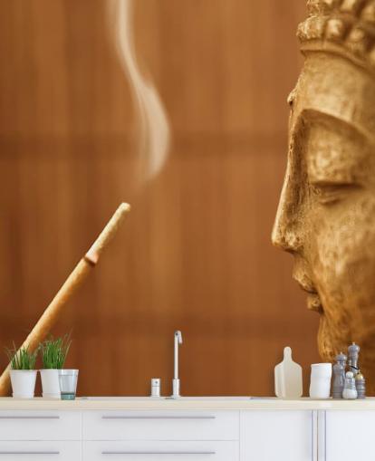 Zen Temple - Smoke Meditation with Buddha Zen Temple Wallpaper 