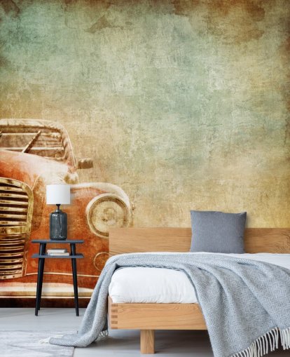 Rood vintage autobehang