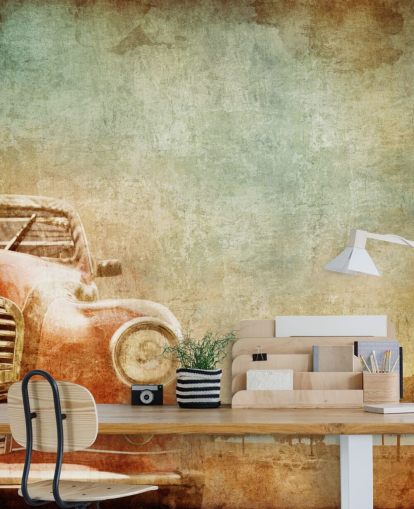 Papel pintado de coches vintage rojo