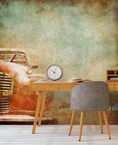 Papel pintado de coches vintage rojo