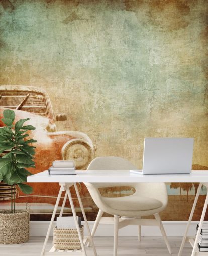 Papel pintado de coches vintage rojo