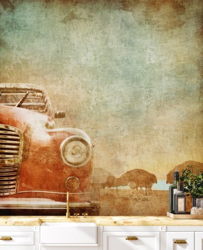 Rød Vintage Car Baggrund