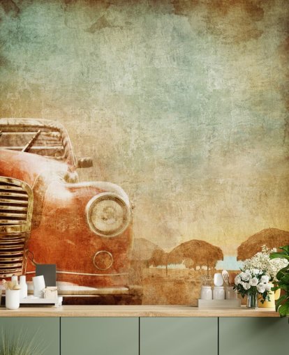 Punainen Vintage auto taustakuva