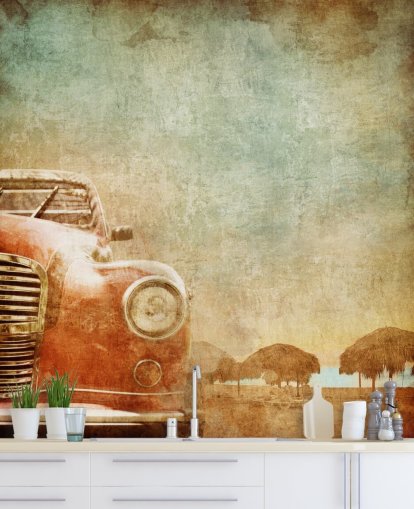 Papier peint de voiture vintage rouge Papier peint de voiture vintage rouge