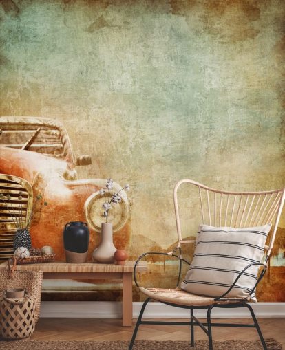 Papel pintado de coches vintage rojo