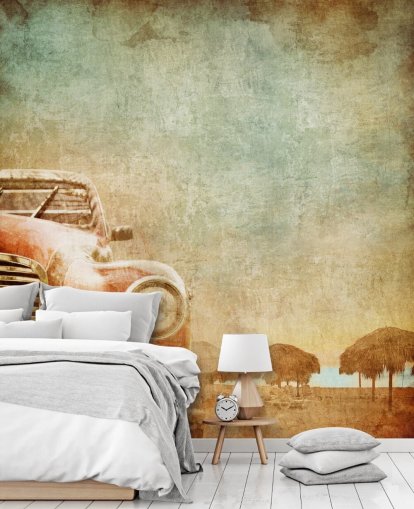 Rood vintage autobehang