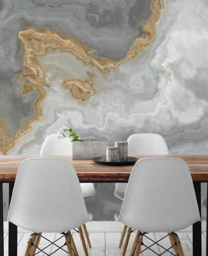 carta da parati murale in marmo grigio e oro chiamata Elegant Grey and Gold Marble per bagni, cucine e sale da pranzo