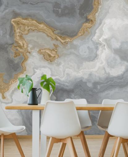 carta da parati murale in marmo grigio e oro chiamata Elegant Grey and Gold Marble per bagni, cucine e sale da pranzo