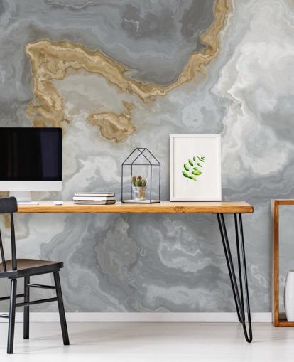 papier peint mural en marbre gris et doré appelé Elegant Grey and Gold Marble pour les salles de bain, les cuisines et les salles à manger