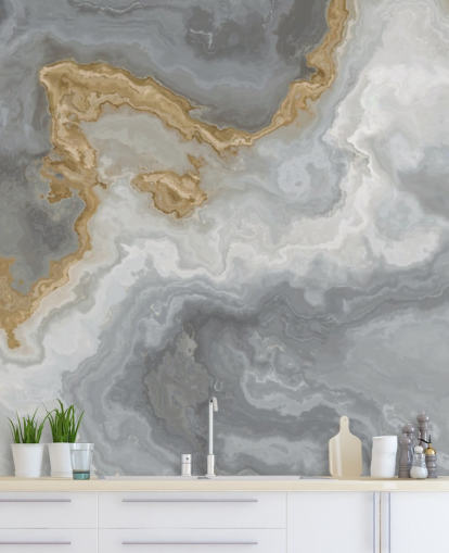 carta da parati murale in marmo grigio e oro chiamata Elegant Grey and Gold Marble per bagni, cucine e sale da pranzo carta da parati murale in marmo grigio e oro chiamata Elegant Grey and Gold Marble per bagni, cucine e sale da pranzo