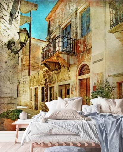 travel wallpaper mural called Old Town, Greece for kitchens, care homes and businesses travel wallpaper mural called Old Town, Greece for kitchens, care homes and businesses
