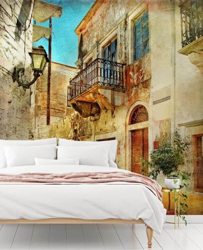 travel wallpaper mural called Old Town, Greece for kitchens, care homes and businesses