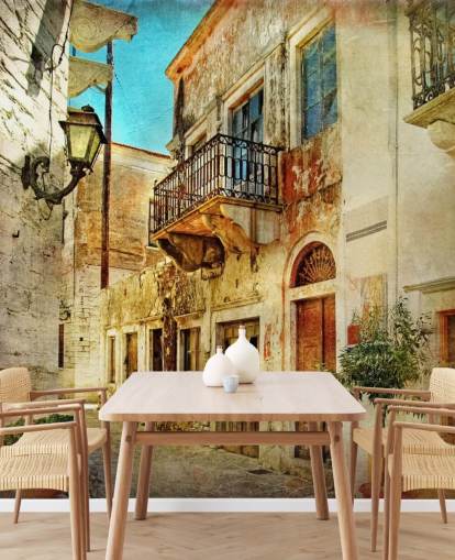 papier peint mural de voyage appelé Old Town, Grèce pour les cuisines, les maisons de retraite et les entreprises