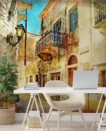 mural de papel pintado de viaje llamado Ciudad Vieja, Grecia, para cocinas, residencias de ancianos y negocios