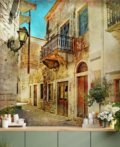 carta da parati murale da viaggio chiamata Città Vecchia, Grecia per cucine, case di cura e aziende