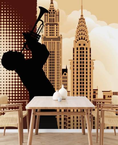 Silhouette de saxophone par Empire State Wallpaper