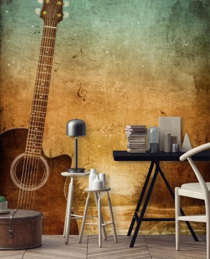 Old Paper Texture Guitar Wallpaper