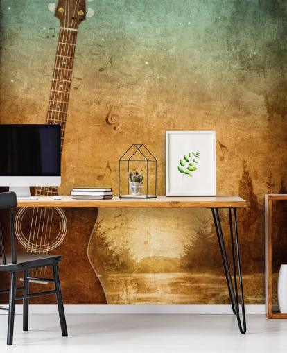 Papier Peint Guitar Art by a Lake Papier Peint Guitar Art by a Lake