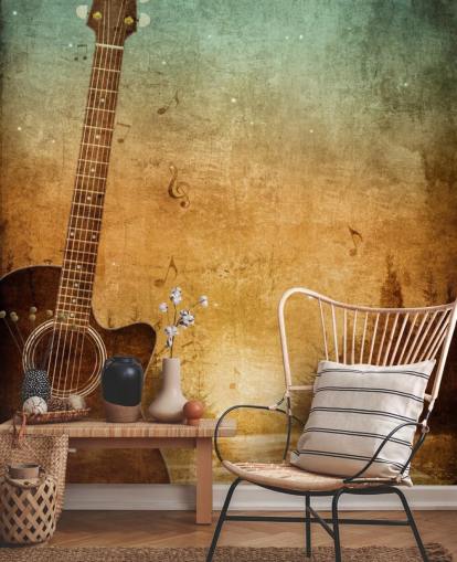 Guitar Art af en Lake Baggrund