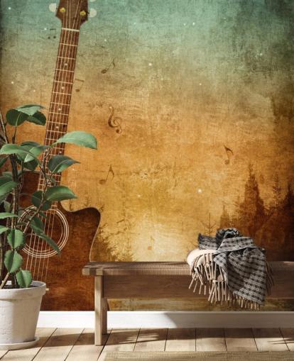 Old Paper Texture Guitar Wallpaper