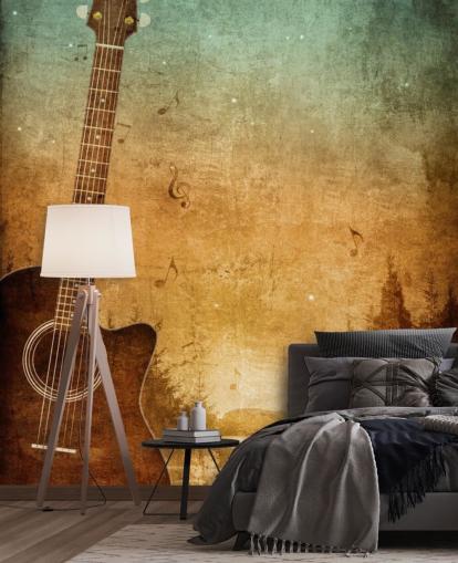 Guitar Art af en Lake Baggrund