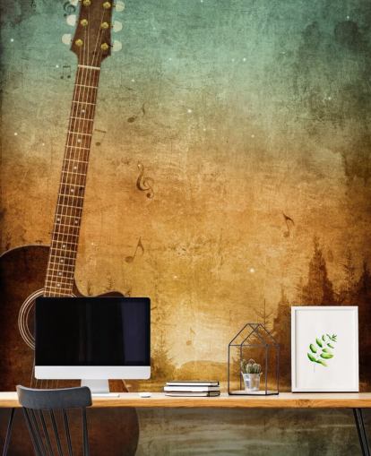 Guitar Art by a Lake Wallpaper Guitar Art by a Lake Wallpaper