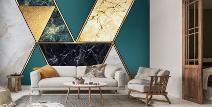 Teal and Gold Geometric Wallpaper | Wallsauce US
