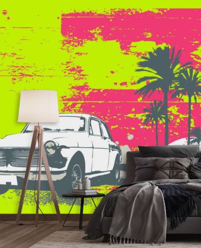 Voiture dessinée sur fond coloré papier peint Voiture dessinée sur fond coloré papier peint