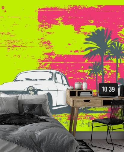 Drawn Car on Colourful Background Wallpaper Drawn Car on Colourful Background Wallpaper