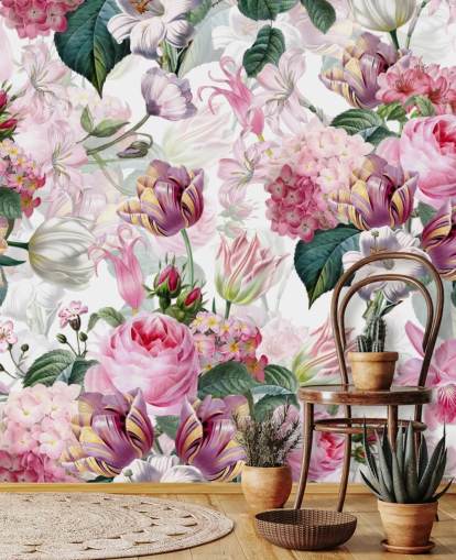 Light Pink Roses and White Flowers Wallpaper Light Pink Roses and White Flowers Wallpaper