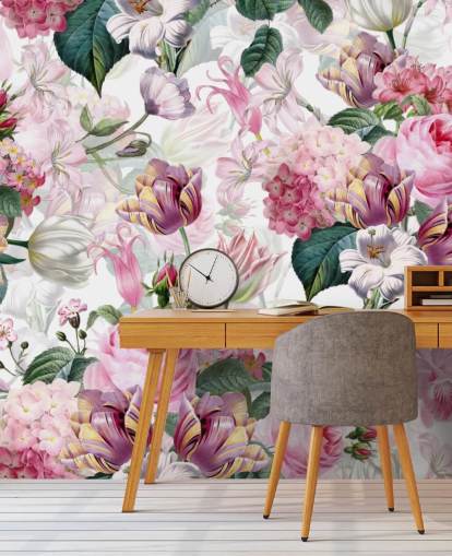 Papier Peint Roses et Fleurs Blanches Papier Peint Roses et Fleurs Blanches