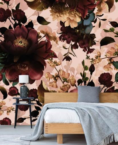 Papel de parede Dark Maroon Flowers Papel de parede Dark Maroon Flowers