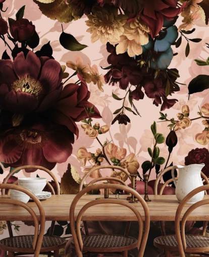 Dark Maroon Flowers Wallpaper