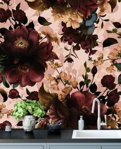 Mørke Maroon Blomster Baggrund