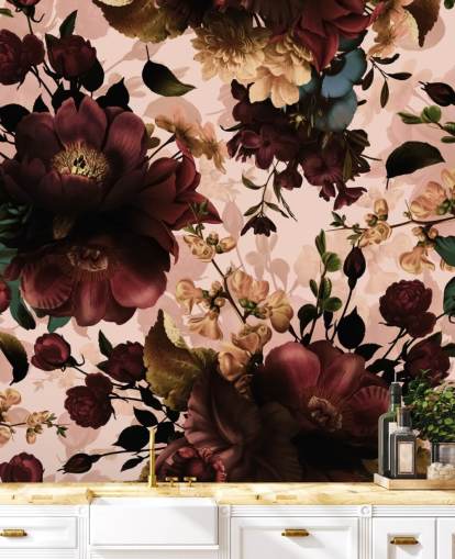 Papel de parede Dark Maroon Flowers