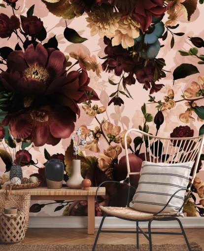 Papier Peint Fleurs Maroon Foncé Papier Peint Fleurs Maroon Foncé