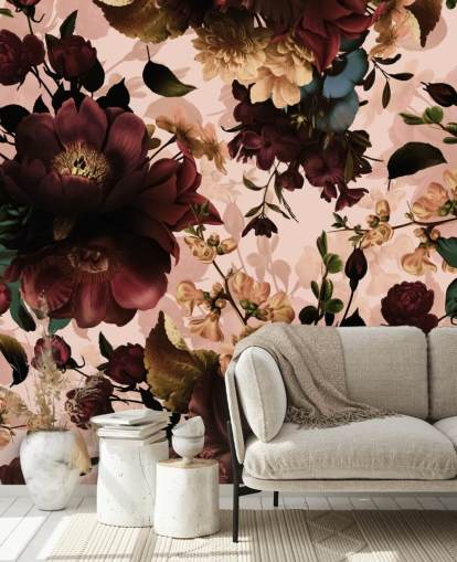 Dark Maroon Flowers Wallpaper