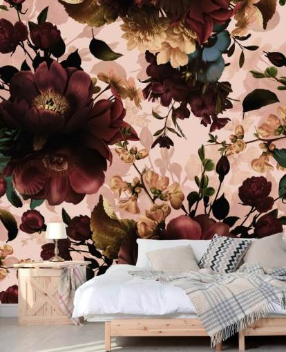 Mørk Maroon Blomster Bakgrunn